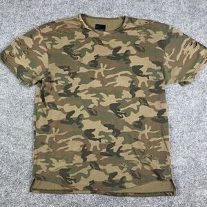 Camo T-Shirt Mens L Green Distressed Camouflage Short Sleeve Streetwear Tee